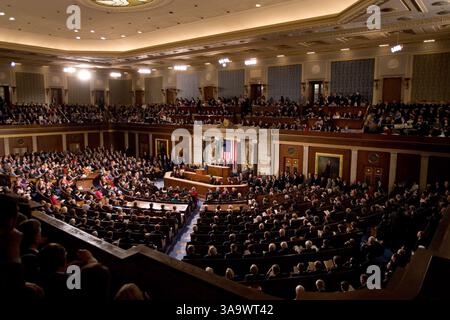 31 gennaio 2006; Washington, DC, USA; il presidente GEORGE W. BUSH presenta l'annuale discorso sullo stato dell'Unione al Congresso il 31 gennaio 2006. Credito obbligatorio: Foto di William Foster/ZUMA Press. (©) Copyright 2006 di William Foster Foto Stock