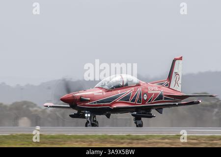 Avalon, Australia. 30 marzo 2025. RAAF Roulettes pronte per il decollo per l'esposizione aerea all'Avalon International Airshow. Avalon International Airshow 2025, Final Day con l'Airforce Roulettes e l'USAF F-22 Raptor in mostra aerea. (Foto di Olivier Rachon/SOPA Images/Sipa USA) credito: SIPA USA/Alamy Live News Foto Stock