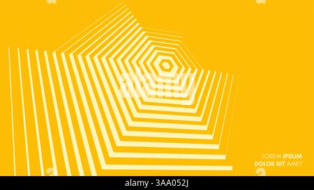 Elemento di disegno geometrico astratto. Le linee a righe sono a forma esagonale. Modello di design della copertina. Illustrazione vettoriale per presentazione, banner, volantino, Illustrazione Vettoriale
