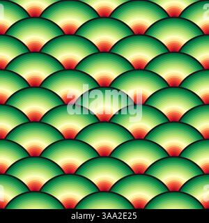 Modello senza cuciture con scaglie di pesce cinesi. Sfondo vettoriale colorato. Illustrazione Vettoriale