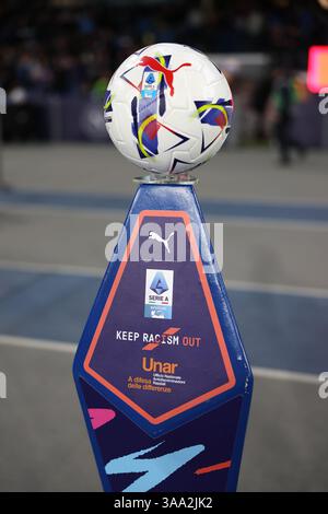 Napoli, Italia. 30 marzo 2025. KeepRacismOut durante la partita di calcio di serie A tra Napoli e Milano allo Stadio Diego Armando Maradona di Napoli - domenica 30 marzo 2025. Sport - calcio . (Foto di Alessandro Garofalo/LaPresse) credito: LaPresse/Alamy Live News Foto Stock