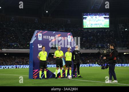 Napoli, Italia. 30 marzo 2025. KeepRacismOut durante la partita di calcio di serie A tra Napoli e Milano allo Stadio Diego Armando Maradona di Napoli - domenica 30 marzo 2025. Sport - calcio . (Foto di Alessandro Garofalo/LaPresse) credito: LaPresse/Alamy Live News Foto Stock