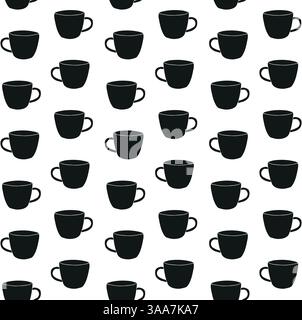 Modello vettoriale senza cuciture della tazza disegnata a mano Illustrazione Vettoriale