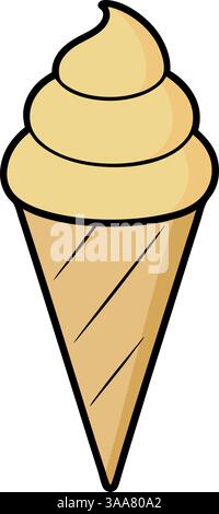 Illustrazione del cono del gelato alla vaniglia. Illustrazione Vettoriale