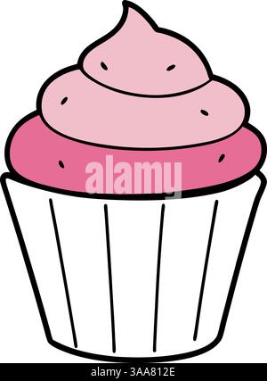 Illustrazione di cupcake smerigliato rosa. Illustrazione Vettoriale