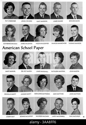 Il Robbinsdale High School Yearbook 1964, intitolato "The Robin", cattura eventi scolastici significativi, risultati accademici e vita studentesca dall'anno scolastico 1963-1964. Foto Stock