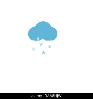Icona meteo nuvola con pioggia e neve. Illustrazione vettoriale piatta. Simboli blu isolati su sfondo bianco per la stampa o il Web. Illustrazione Vettoriale