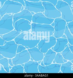 Sfondo della superficie dell'acqua. Riflessi sull'acqua. Struttura della vista superiore dell'acqua di superficie. Motivo senza cuciture. Illustrazione vettoriale. Illustrazione Vettoriale