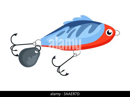 Una vivace illustrazione di un richiamo da pesca, ideale per i pescatori che cercano attrezzature efficaci per migliorare la loro esperienza Illustrazione Vettoriale