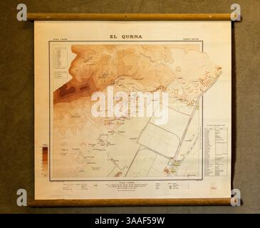 Mappa topografica dettagliata del 1922 di El Qurna, edizione turistica, mostra la geografia e il layout della Valle dei Re, in Egitto Foto Stock