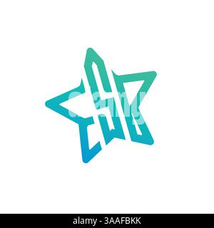 Audace logo a forma di stella ESB monogramma con una moderna sfumatura blu-azzurra. Perfetto per il branding, gli eSport, l'intrattenimento e i settori creativi. Illustrazione Vettoriale