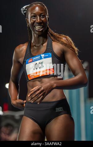 Melbourne, Australia. 29 marzo 2025. Nyajima Jock di Victoria visto durante la gara 200m Women presso lo stabilimento di Maurie 2025 per il World Athletics Continental Tour Gold. 2025 Maurie Plant Invitational - World Athletics Continental Tour Gold. (Foto di Olivier Rachon/SOPA Images/Sipa USA) credito: SIPA USA/Alamy Live News Foto Stock