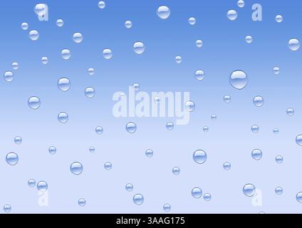 Molta acqua cade su sfondo blu gradiente, un disegno raster Foto Stock