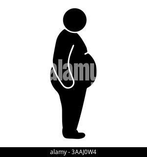 Persona in sovrappeso silhouette in piedi obeso grasso uomo, peso corporeo Illustrazione Vettoriale