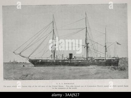 La USS Powhatan era una fregata a vapore della United States Navy durante la guerra di secessione americana. Fu una delle ultime e più grandi fregate a pale della Marina degli Stati Uniti. Dall'articolo LA CRESCITA DELL'ECONOMIA NELL'INGEGNERIA MARINA. IL PERIODO DEL MOTORE SEMPLICE. Di Walter M. McFarland. Dalla rivista Engineering dedicata al progresso industriale volume XXII 1901-1902 The Engineering Magazine Co Foto Stock