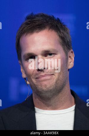30 aprile 2018, Beverly Hills, California, USA: TOM BRADY della NFL, quarterback, New England Patriots e fondatore di TB12 durante la Milken Institute Global Conference al Beverly Hilton Hotel. (Immagine di credito: © Prensa Internacional via cavo ZUMA) Foto Stock