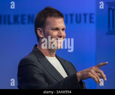 30 aprile 2018, Beverly Hills, California, USA: TOM BRADY della NFL, quarterback, New England Patriots e fondatore di TB12 durante la Milken Institute Global Conference al Beverly Hilton Hotel. (Immagine di credito: © Prensa Internacional via cavo ZUMA) Foto Stock