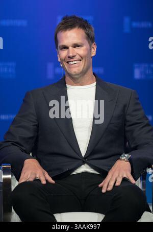 30 aprile 2018, Beverly Hills, California, USA: TOM BRADY della NFL, quarterback, New England Patriots e fondatore di TB12 durante la Milken Institute Global Conference al Beverly Hilton Hotel. (Immagine di credito: © Prensa Internacional via cavo ZUMA) Foto Stock