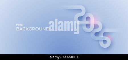 Tecnologia sfondo blu chiaro a linee sottili in elegante stile cielo. Illustrazione Vettoriale