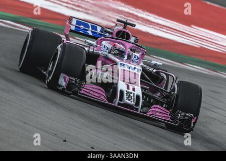 12 maggio 2018 - Barcellona, Catalogna, Spagna - SERGIO PEREZ (mex) guida durante la terza sessione di prove del GP di Spagna sul circuito di Barcellona - Catalunya nella sua Force India VJM11 (Credit Image: © Matthias Oesterle via ZUMA Wire) Foto Stock
