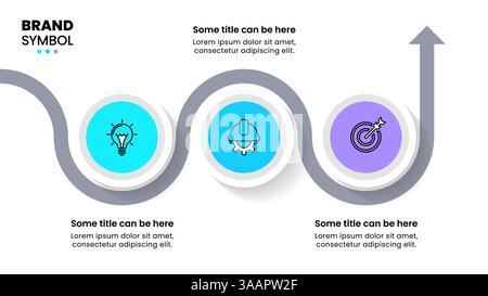 Modello infografico con icone e 3 opzioni o passaggi. Cerchi. Può essere utilizzato per il layout del flusso di lavoro, il diagramma, il banner, il webdesign. Illustrazione vettoriale Illustrazione Vettoriale