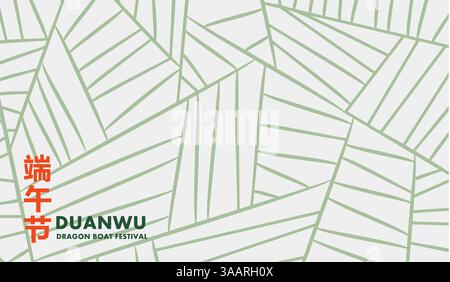Design del modello Dragon Boat Festival in stile minimalista. sfondo con motivo zongzi. Testo cinese Dragon Boat Festival. Banner per le vacanze Illustrazione Vettoriale