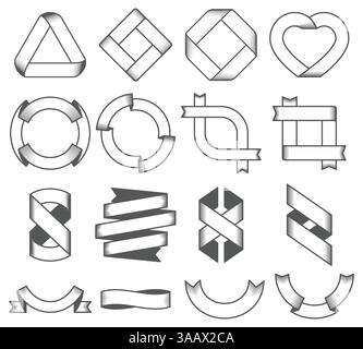 Set di emblemi vuoti, nastri. Elementi di design per logo, badge, cartello. Illustrazione vettoriale Illustrazione Vettoriale