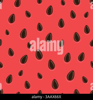Sfondo di anguria vettoriale con semi blrown. Motivo anguria senza cuciture Illustrazione Vettoriale