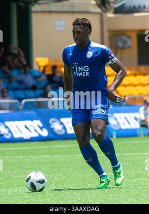 20 maggio 2018 - Hong Kong, Hong Kong, Cina - HONG KONG, HONG KONG, RAS di HONG KONG, CINA. 20 maggio 2018. HKFC Citi Soccer Sevens 2018 Hong Kong. Il Leicester City ha battuto l'Aston Villa 2-0 nei quarti di finale. Darnell Johnsonin azione. Foto Jayne Russell (immagine di credito: © Jayne Russell via ZUMA Wire) Foto Stock