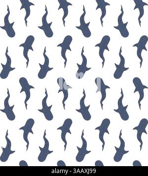 Schema vettoriale senza cuciture dello squalo balena disegnato a mano Illustrazione Vettoriale