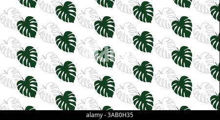 Motivo senza cuciture Monstera Leaf su sfondo bianco Illustrazione Vettoriale