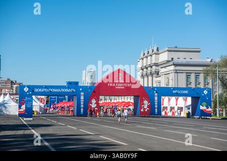 Samara, Russia – 23 giugno 2018. Area del FIFA fan Fest in Piazza Kuybyshev a Samara, Russia, durante la Coppa del mondo 2018. Piazza Kuybyshev copre l'area Foto Stock