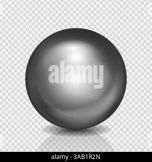 Sfera metallica, texture 3d Sphere cromata opaca, riflessi lucidi su una pietra preziosa perlata, illustrazione vettoriale Illustrazione Vettoriale