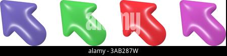 cursori colorati gonfiati. frecce dei puntatori 3d isolate. Illustrazione vettoriale Illustrazione Vettoriale