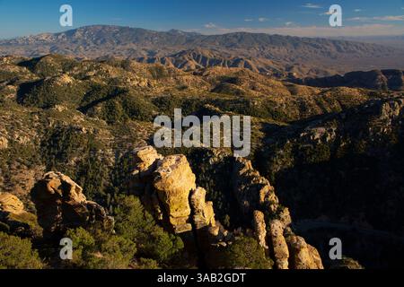 Vista da Windy Point Vista, Coronado National Forest, Mt Lemmon Scenic Byway, Arizona Foto Stock
