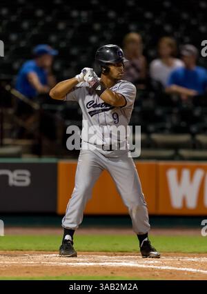23 maggio 2018: Josh Somdecerff (9) interno dell'Arkansas centrale durante i Southland Conference Championships 2018. Partita 4: Houston Baptist University vs Central Arkansas al Constellation Field Sugar Land, Texas. Houston Baptist ha vinto in sette inning 14 - 4 (Credit Image: &Copy; Maria Lysaker/CSM via ZUMA Wire) Foto Stock