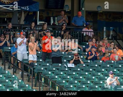 23 maggio 2018: Sam Houston fan tifo per la loro squadra durante il Southland Conference Championships 2018. Partita 3 New Orleans vs Sam Houston al Constellation Field Sugar Land, Texas. No. 8 New Orleans Privateers ha superato il numero 1 Sam Houston State 4-3 in 10 inning, qualcosa che non è successo dal 2015 (Credit Image: &Copy; Maria Lysaker/CSM via ZUMA Wire) Foto Stock
