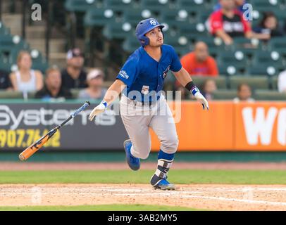 23 maggio 2018: L'esterno di New Orleans Cody Decote (5) durante il Southland Conference Championships 2018. Partita 3 New Orleans vs Sam Houston al Constellation Field Sugar Land, Texas. No. 8 New Orleans Privateers ha superato il numero 1 Sam Houston State 4-3 in 10 inning, qualcosa che non è successo dal 2015 (Credit Image: &Copy; Maria Lysaker/CSM via ZUMA Wire) Foto Stock