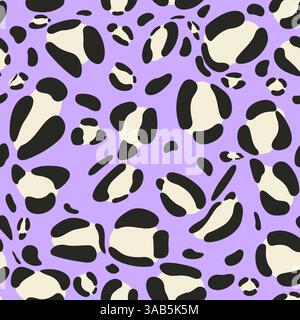 Stile retrò, motivo psichedelico e animalistico senza cuciture. Illustrazione Vettoriale