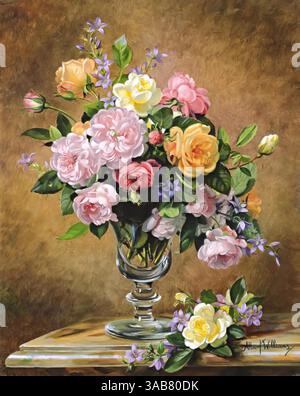 Rose in un vaso di vetro (dipinto), di Williams, Albert (1922-2010) inglese Illustrazione Vettoriale