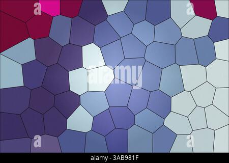 Illustrazione astratta con un mosaico vibrante di forme geometriche in varie tonalità di blu, viola e rosa, perfetta per la creatività e l'arte Foto Stock