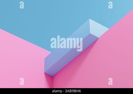 Sfondo di uno sfondo astratto che mostra forme geometriche piatte in vivaci sfumature di rosa e blu, creando un'estetica moderna. Foto Stock