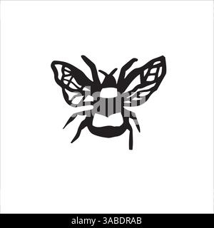Scarabocchio nero vettoriale, bumblebee stilizzato Illustrazione Vettoriale
