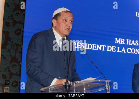 Parigi, Francia. 6 marzo 2025. Imam Chalghoumi partecipa a Peace Iftar all'Hotel du Collectionneur il 6 marzo 2025 a Parigi, Francia. Foto Stock