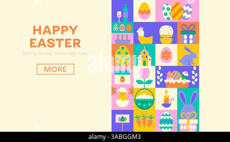 Banner Web geometrico di buona Pasqua Illustrazione Vettoriale