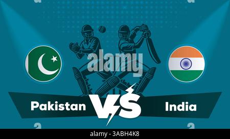 Pakistan vs India , India vs Pakistan Match Cricket Match Concept con illustrazione creativa Illustrazione Vettoriale