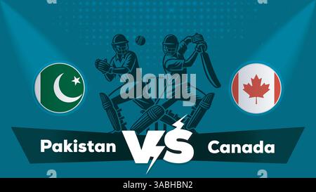 Pakistan VS Canada , Canada vs Pakistan Cricket Concept con illustrazione creativa Illustrazione Vettoriale