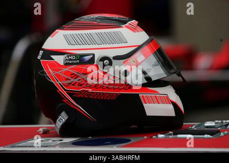 Il casco di Kimi Raikkonen (fin) Ferrari...Campionato del mondo di Formula 1, Rd 6, Gran Premio del Canada, preparativi, Montreal, Canada, giovedì 7 giugno 2007... IMMAGINE DIGITALE. (Immagine di credito: ©Sutton Motorsports/ZUMA Press) RESTRIZIONI: SOLO DIRITTI del Nord e del Sud America! Foto Stock