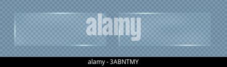 Rettangoli in vetro smerigliato policarbonato, cornici geometriche sfocate struttura in vetro, illustrazione vettoriale Illustrazione Vettoriale