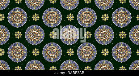 Sfondo con motivo etnico Mandala senza cuciture e motivo vintage con motivi ornamentali circolari in stile Vector Boho Illustrazione Vettoriale